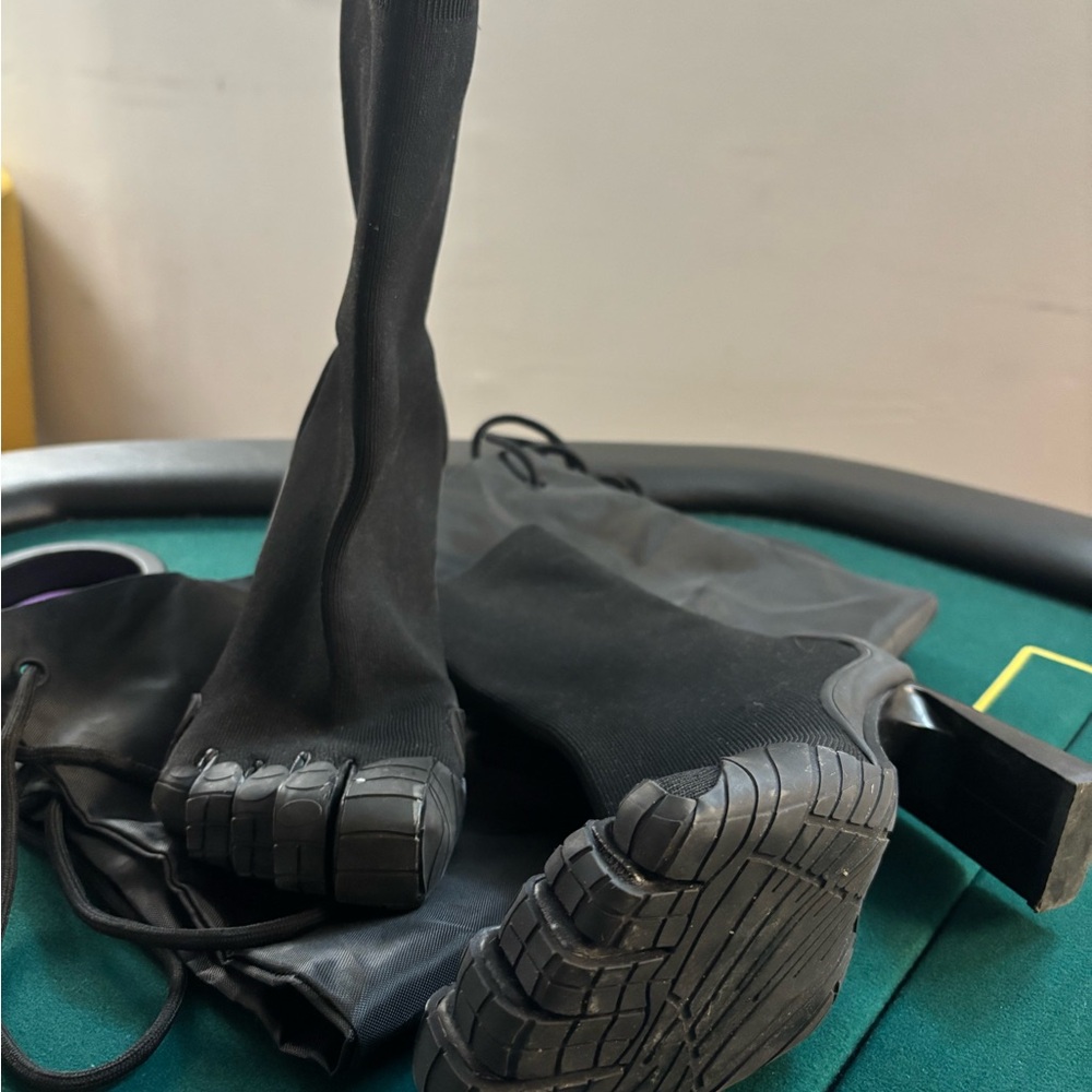 Black Sock Boots with Chunky Heel